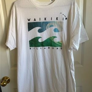 Billabong White Tee with Green Wave Graphic